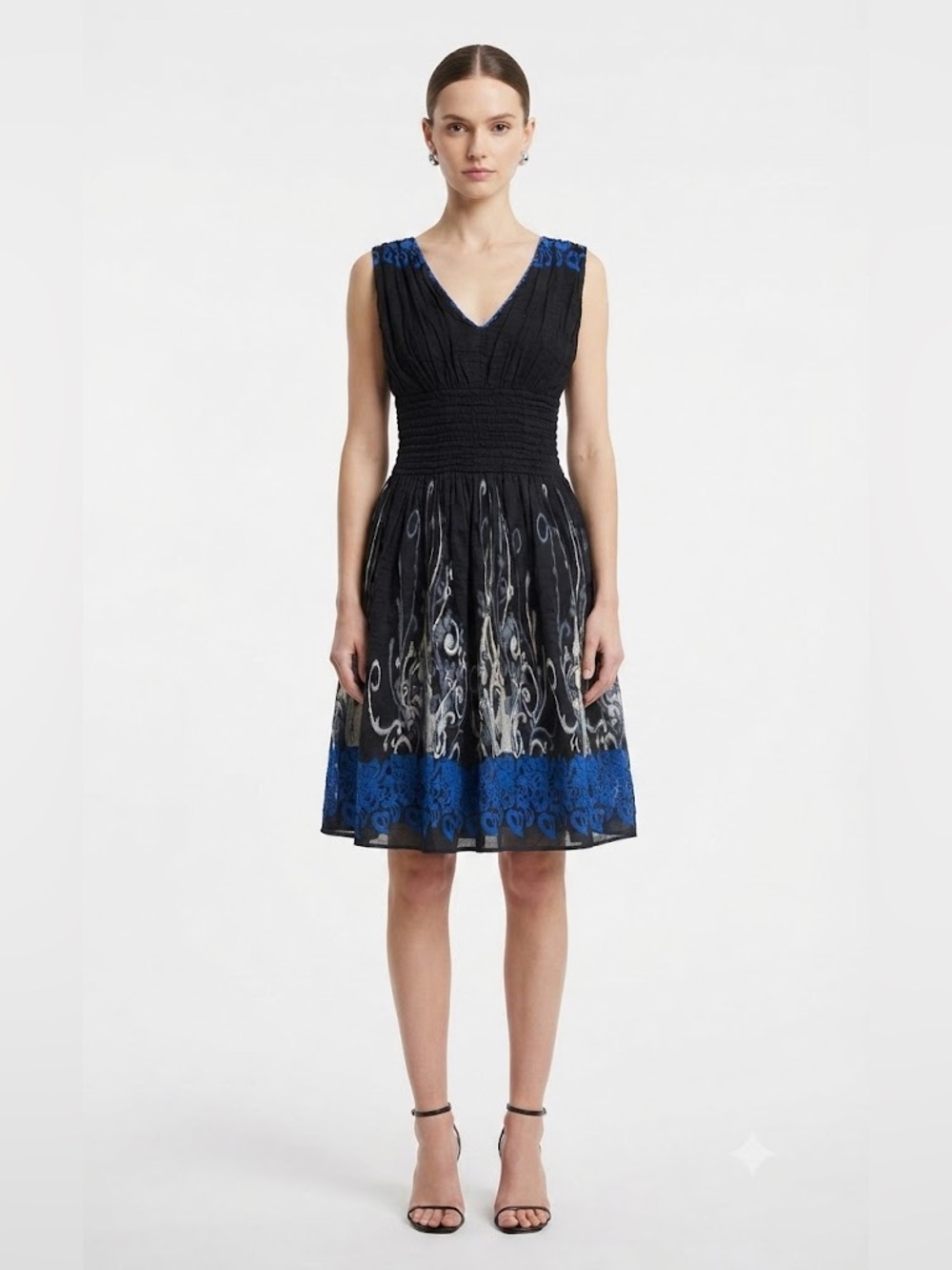 Max Edition Black Dress with Royal Blue Accents